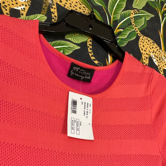 NWT $210 Torn By Ronny Kobo Coral Candy Stripe Dress INTERMIX Sm - Picture 9 of 11
